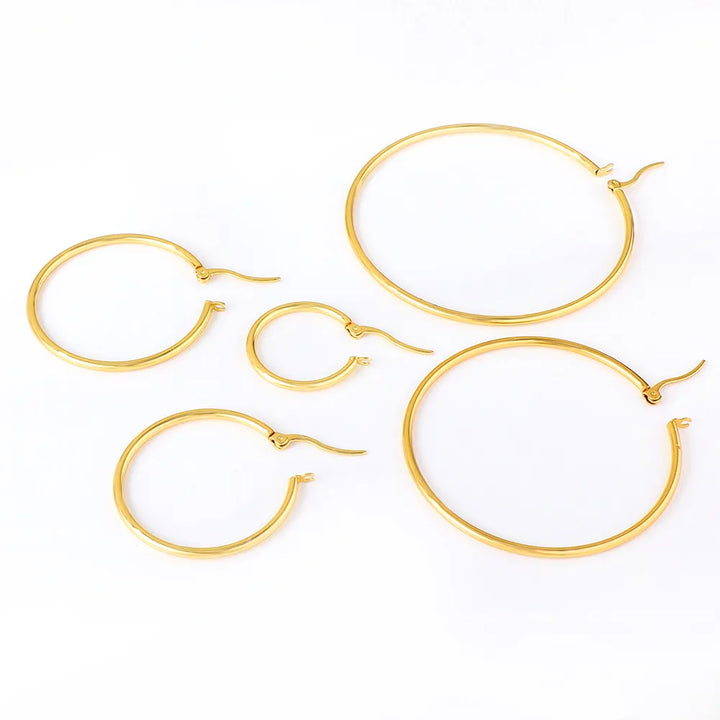 LUXUSTEEL Gold Color Stainless Steel Hoop Earrings For Women Men Big/Small Circle Round Ear Jewelry Bijoux Acier Inoxidable