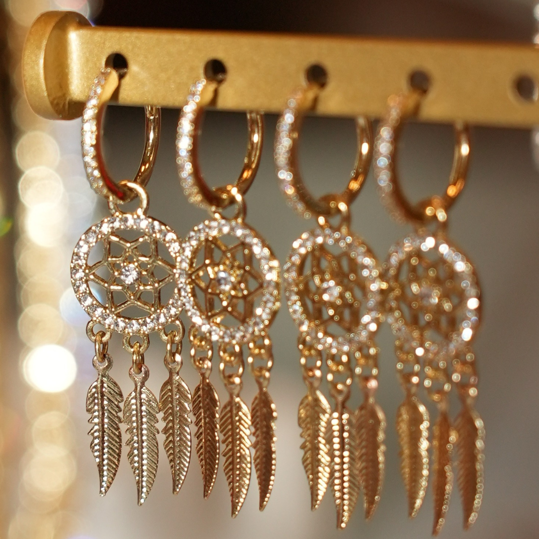 Dreamcatcher 14k Solid Gold Earrings