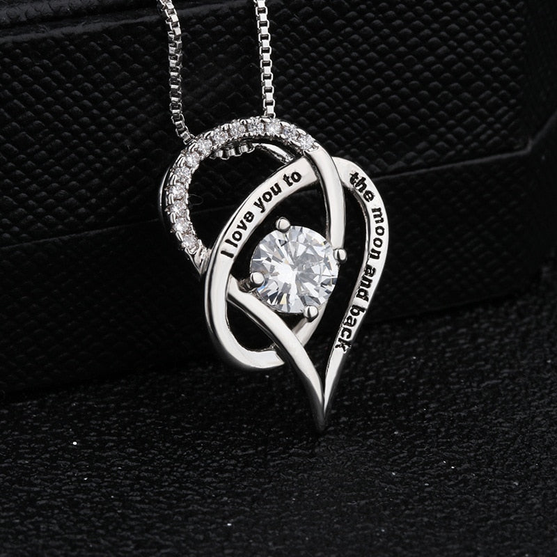 To My Mom, I Love You Forever & Always 14K Solid White Gold Necklace