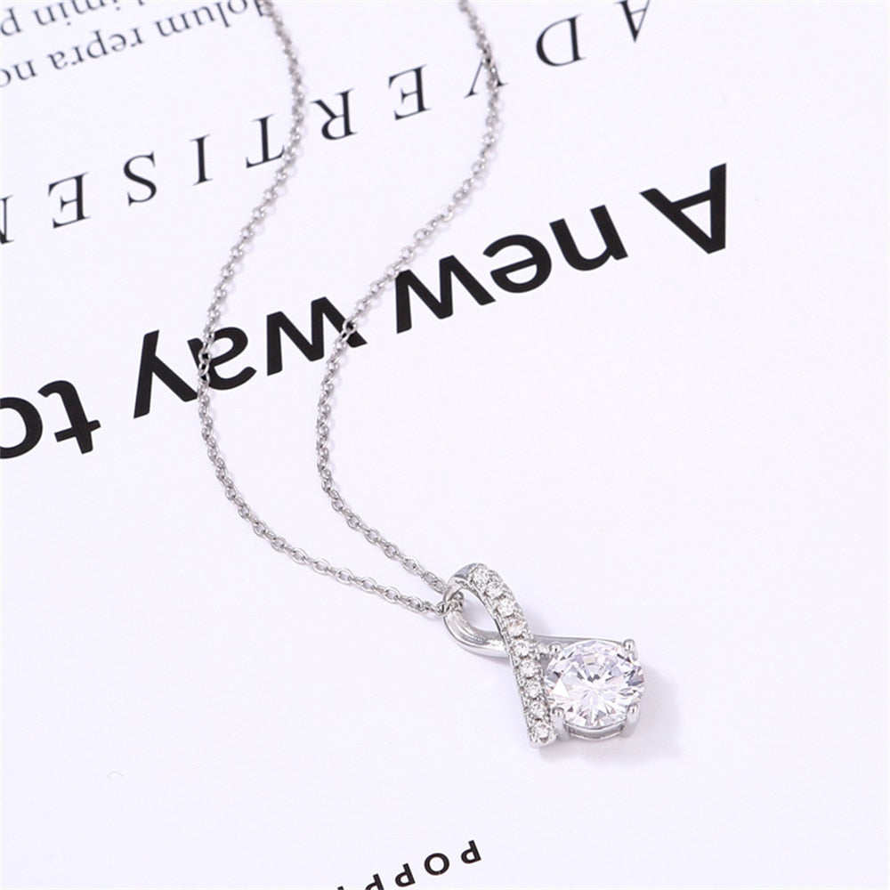 To My Soulmate, I Love You Forever & Always 14k Solid White Gold Necklace
