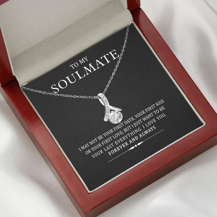To My Soulmate, I Love You Forever & Always 14k Solid White Gold Necklace