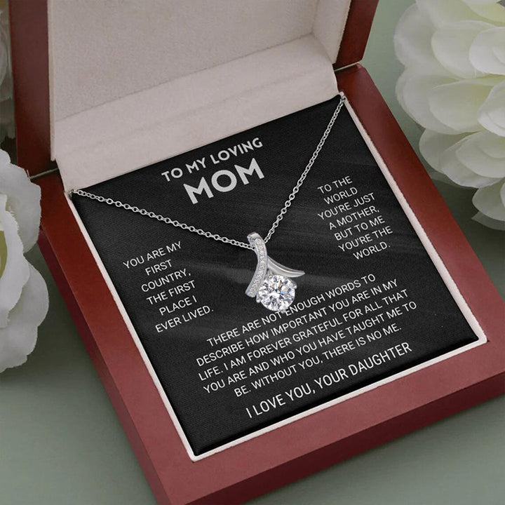 To My Loving Mom 14K Solid White Gold Necklace