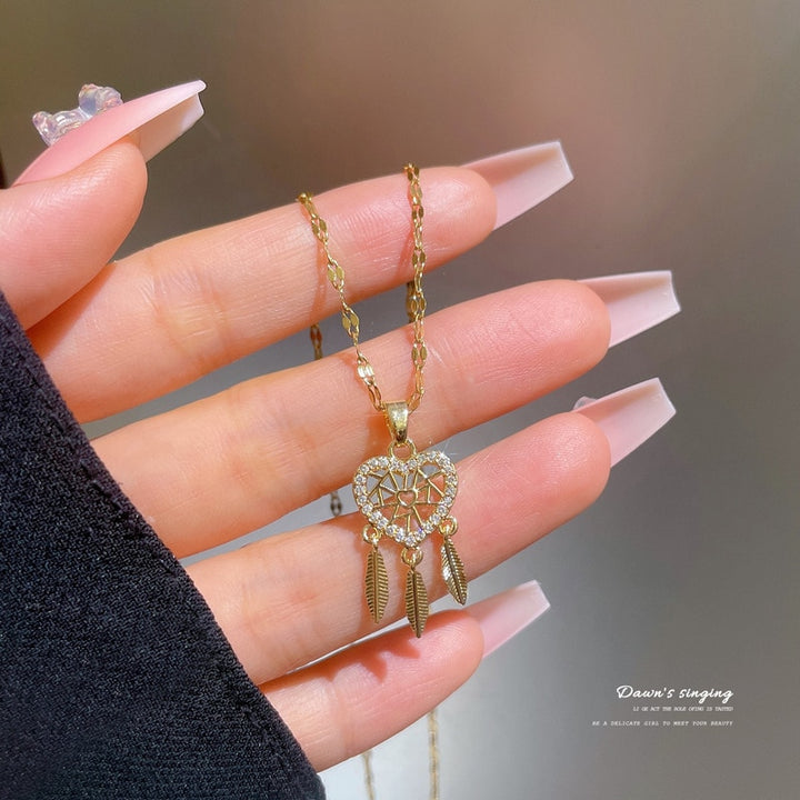 Dreamcatcher Crystal Charm Pendant Necklace