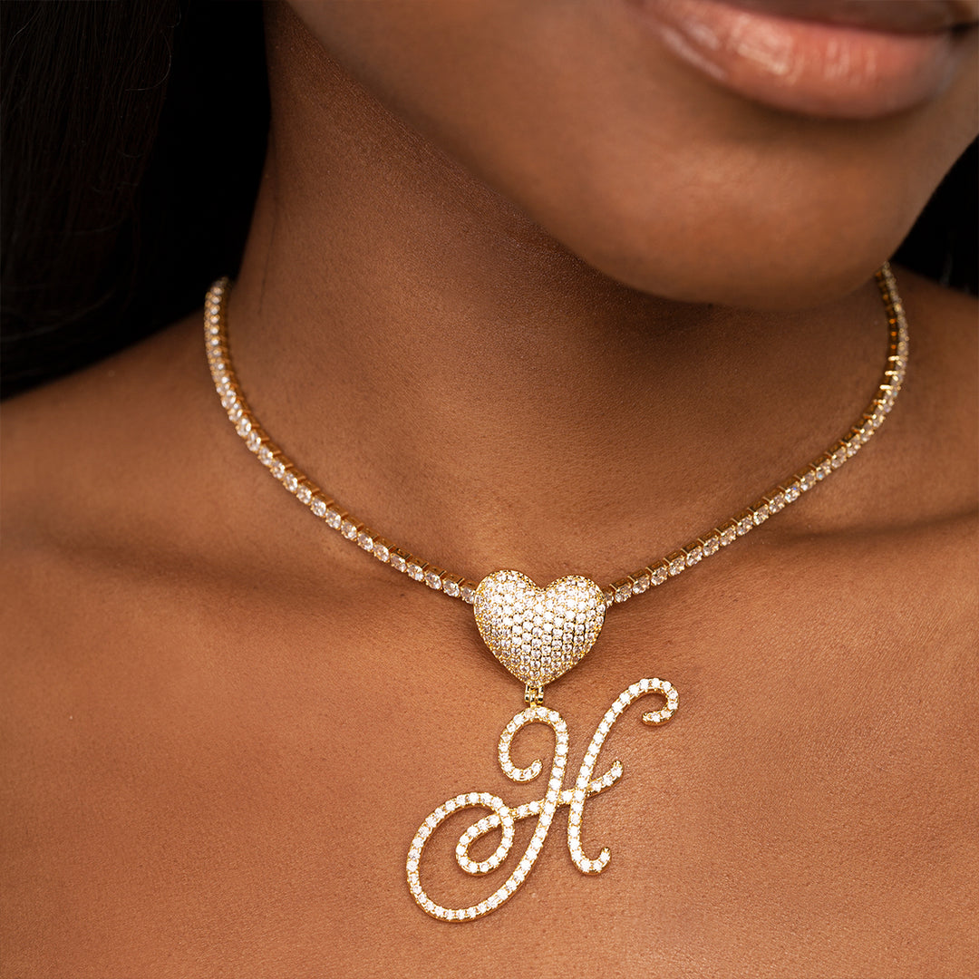 Heart Charm Initial Necklace